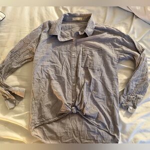 Active USA Blue and White Striped Button-Down Shirt